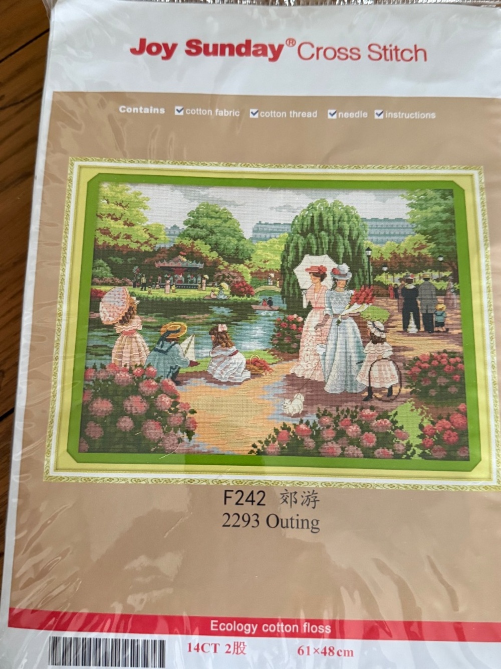Outing Garden 14 Count Aida Joy Sunday Cross Stitching Kit New